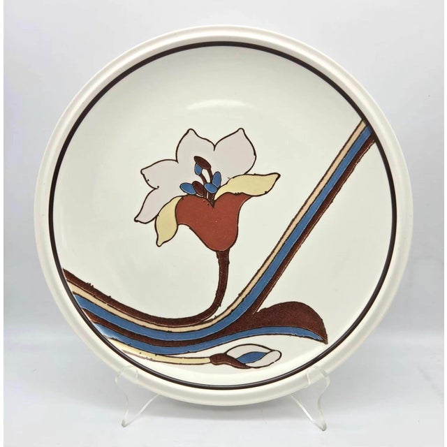 Offered is a vintage Mikasa brand "Deco Lily" pattern stoneware chop or Serving platter from the Forecast line (Pattern #D...