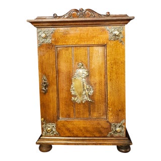 19th Century French Renaissance Revival Heraldic Knight Cabinet / Comtoise Clock Case For Sale