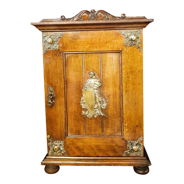 19th Century French Renaissance Revival Heraldic Knight Cabinet / Comtoise Clock Case For Sale