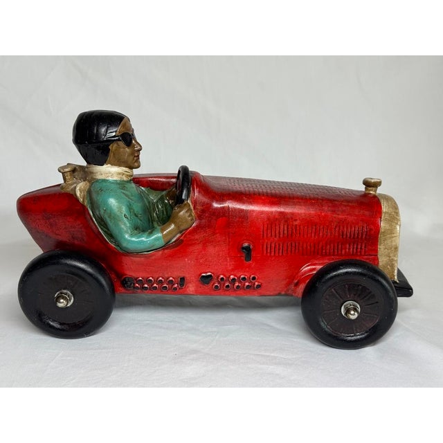 Ceramic Mid-Century Ceramic 1930’s Bugatti Style Race Car & Driver Figurine For Sale - Image 7 of 12