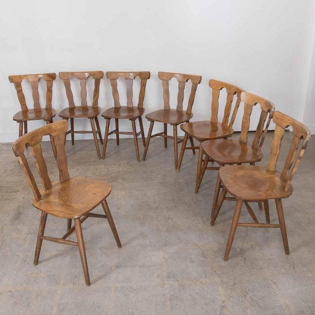 Brown 1950s French Wood Brutalist Chairs, Set of 8 For Sale - Image 8 of 16