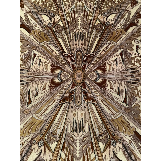 Art Deco Vintage Pakistani Art Deco Geometric Medallion Hand-Knotted Wool Rug c.1970s 9’4” X 6’2” For Sale - Image 3 of 12