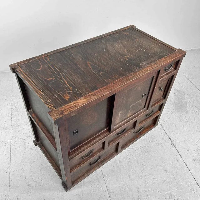 Brown Traditional Taishhō Japanese Storage Cabinet, 1920s For Sale - Image 8 of 13