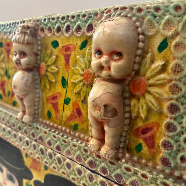 1980s 1980s Folk Art Figurative Storage Box For Sale - Image 5 of 12