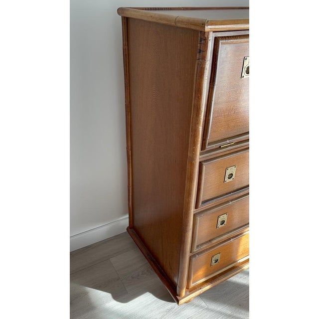 Dalvera Wooden and Bamboo Chest of Drawers, 1970 For Sale - Image 6 of 18