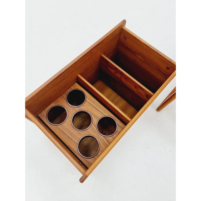 Mid-Century Danish Teak Side Table with Bar by Kai Kristiansen for Vildbjerg Møbelfabrik Aps, 1960s For Sale - Image 9 of 12