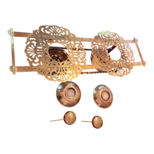 Late 19th Century Ornate Brass Chafing Dish With Filigree Warming Plates and Flame Snuffer - 5pcs