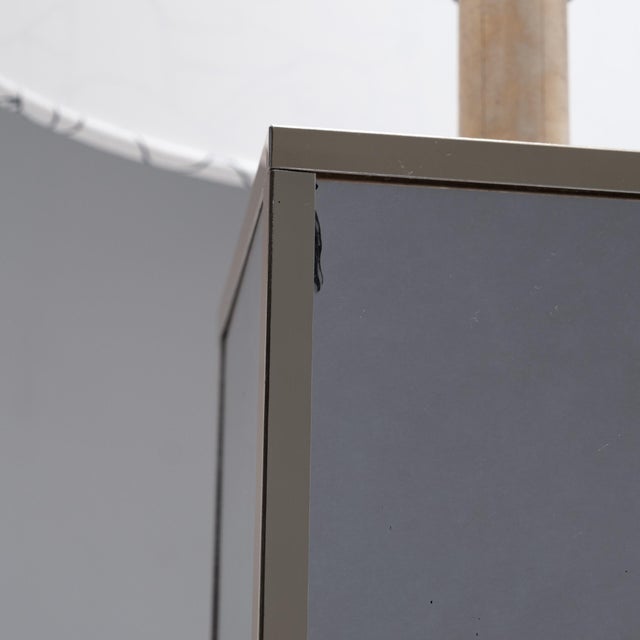 Vintage Mirrored Table Lamp with Pierre Frey Fabric Shade, 1980s For Sale - Image 4 of 9