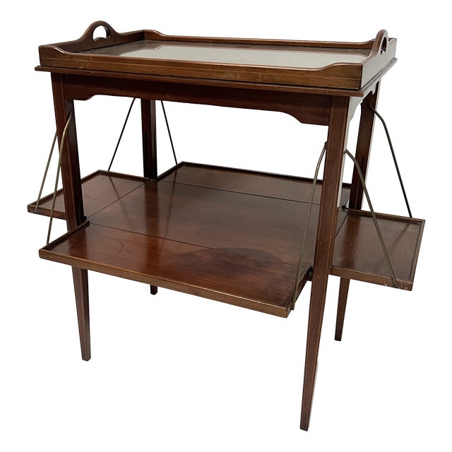 Mahogany Serving Table with Marquetry Net Decoration For Sale