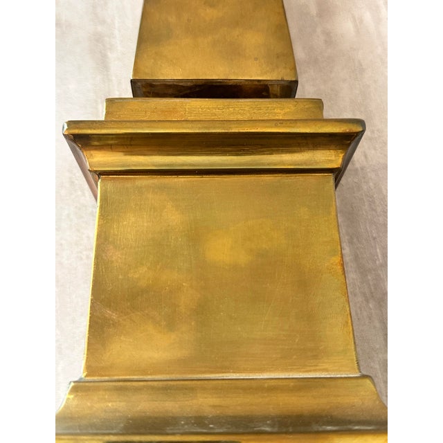 Vintage Brass Obelisk Sculpture – 22” Neoclassical Decor For Sale - Image 11 of 12