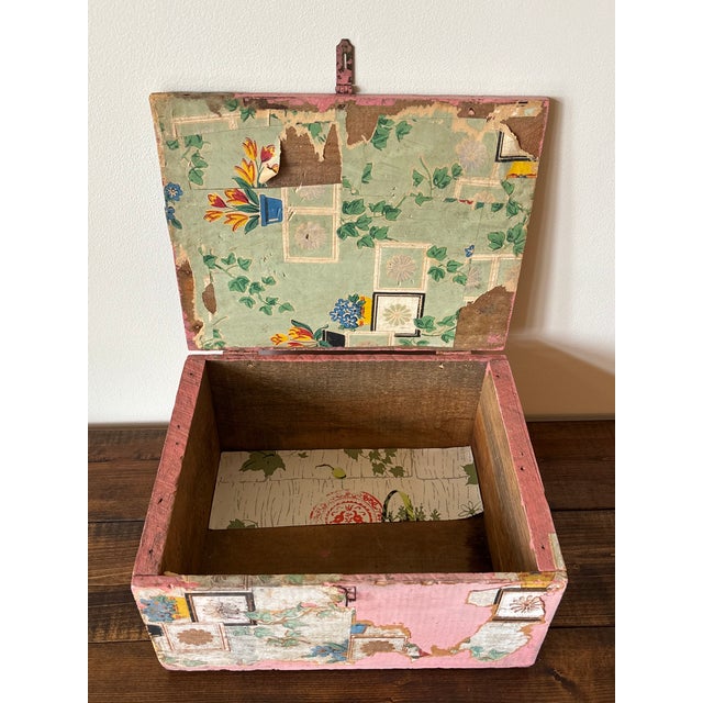 Wood Antique Pink Wooden Box For Sale - Image 7 of 10
