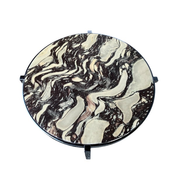1970s Round Italian Coffee Table in Marble and Chrome, 1970s For Sale - Image 5 of 6