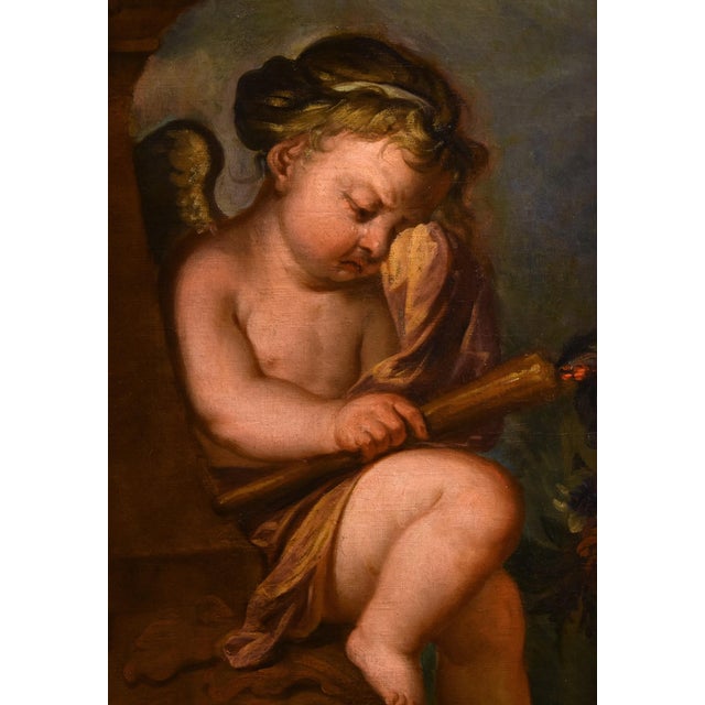 Jacob de Wit, Flowers with Cupids, 1720, Oil on Canvas, Framed For Sale - Image 4 of 17