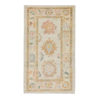 Modern Turkish Oushak Rug 3'3" x 5'5" For Sale