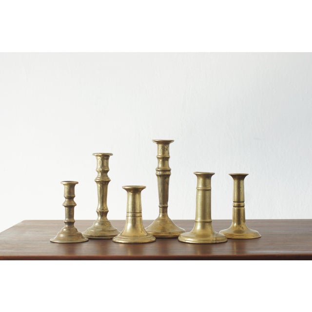 Vintage Brass Candlesticks, 1960s, Set of 6 For Sale - Image 4 of 4