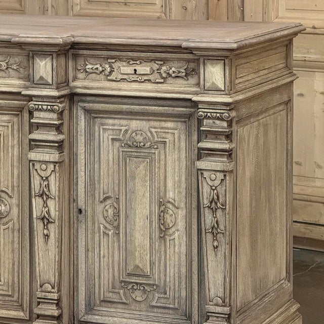 Sand 19th Century French Renaissance Revival Buffet in Solid Stripped Oak For Sale - Image 8 of 18