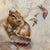 Spectator by Dana Hawk | Oil and copper leaf panel Squirrel with hummingbirds in a natural setting For Sale