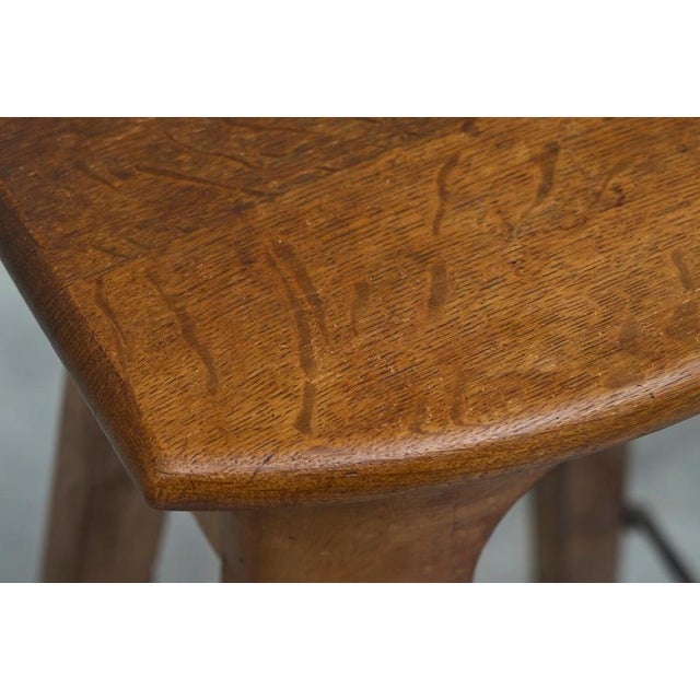 Brown Mid-Century Bar Stools in Oak and Wrought Iron, 1940s, Set of 2 For Sale - Image 8 of 11