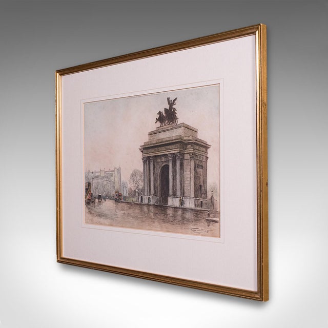 English Antique Framed London Picture, Constitution Hill, English, Art Print, Circa 1925 For Sale - Image 3 of 10