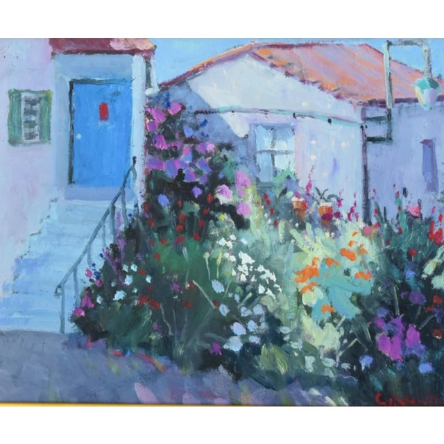 Silvio Silvestri, Portugal Cottage Home Landscape Painting Including the Antiqued Gold Frame For Sale In Los Angeles - Image 6 of 12