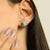Turquoise 18k Gold Prong Set Turquoise Stud Earrings With Halo Diamonds- 2 Pieces For Sale - Image 8 of 14