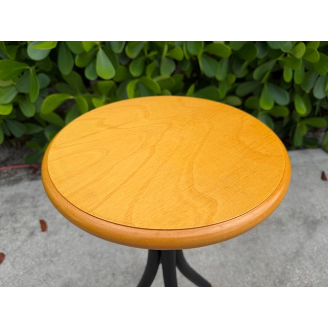 Late 20th Century Vintage Sculptural Four-Prong Drink Table in Hardwood and Black Metal For Sale - Image 5 of 12