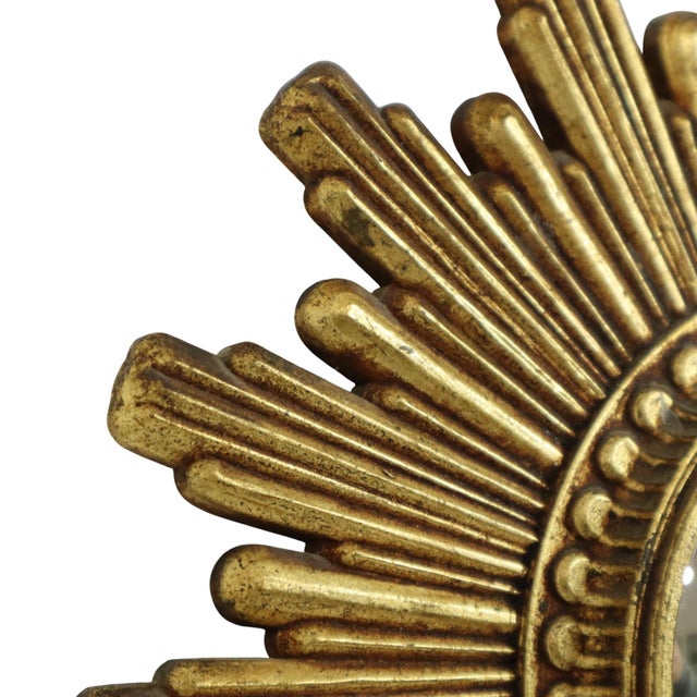 Gold Vintage Gilt Sunburst Mirror, 1960s For Sale - Image 8 of 14