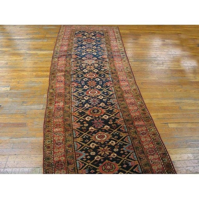 Antique Kurdish rug, Size: 3'6" x10'6". Antique Kurdish Blue 1890s Rug, Circa Date: 1890s. This exceptional piece...