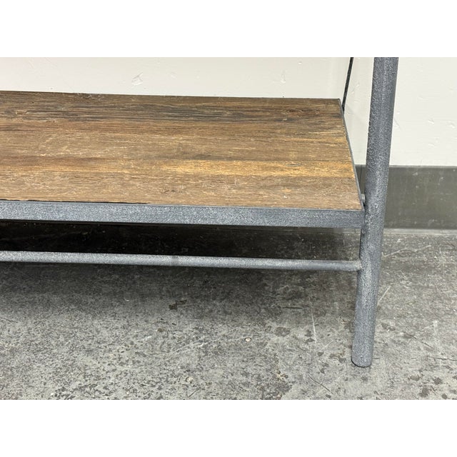 Restoration Hardware Industrial Leaning Wood & Metal Shelving Unit For Sale - Image 9 of 12