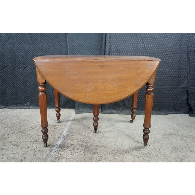 Wood Antique 19th Century Victorian Mahogany Drop Leaf Oval Dining Table Console For Sale - Image 7 of 18