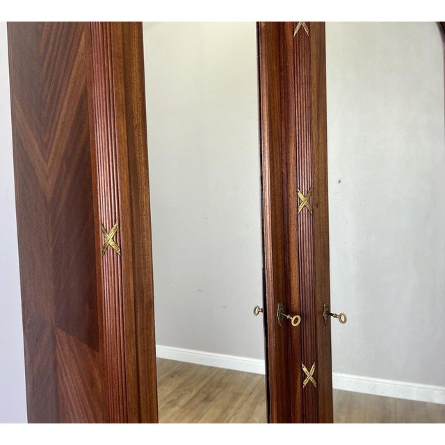 Wardrobe Antique French Style Three Door Inlaid Burr Mirrored Armoire Lot 6163 For Sale - Image 4 of 14