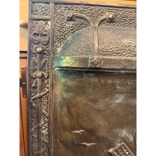 Antique Embossed Fireplace Summer Cover, Windmill Scene, Bronze-Tone Metal For Sale - Image 10 of 13