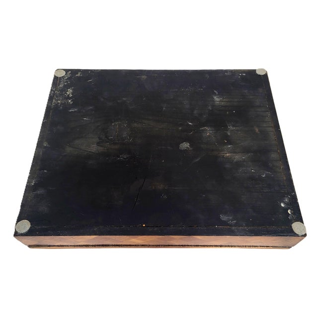 Antique English 19th C Parquetry Inlaid & Ebonized Chinoiserie Leather Lap Desk For Sale - Image 18 of 18