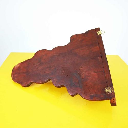 Brown Wooden Shelf with Cherub Sculpture For Sale - Image 8 of 9