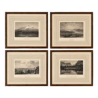 Set of 4 American Landscape Prints – New York, California & Yosemite, Framed (Picturesque America, 1872) For Sale