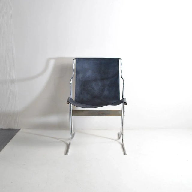 Metal Leather Rocking Chair with Steel Structure, 1960s For Sale - Image 7 of 8