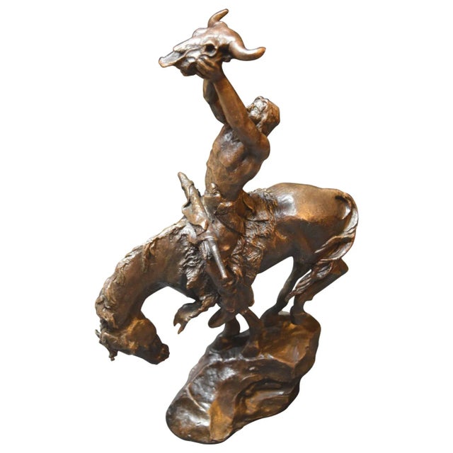 Bronze Native American Sculpture on a Horse by Buck McCain For Sale - Image 9 of 9