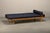 1960s Scandinavian Daybed in Oak and Dark Blue Bouclé Fabric with Leather Accents, 1960s For Sale - Image 5 of 15