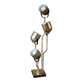 Vintage 1970s Italian Reggiani Brass Floor Lamp With Adjustable Heads For Sale