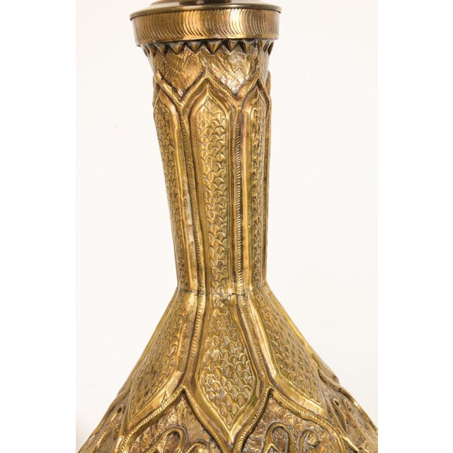 Moorish Mughal Indo Persian Islamic Brass Table Lamp For Sale In Palm Springs - Image 6 of 18