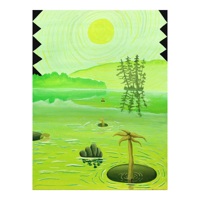 Untitled (Ppr491) - Original Green Tone Surrealist Abstract Mixed Media Original Artwork by Max Manning For Sale