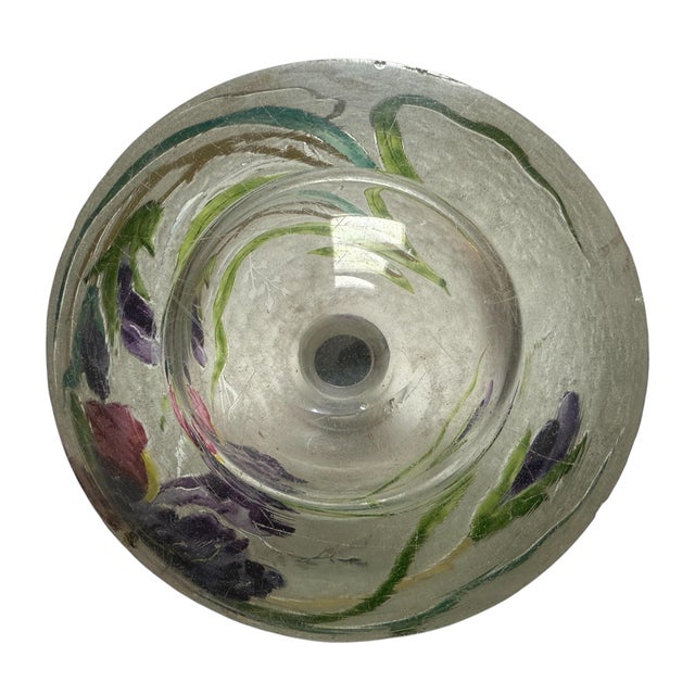 Daum Nancy Huge Antique Daum Nancy France Art-Nouveau Cameo Glass & Bronze Inkwell For Sale - Image 4 of 5