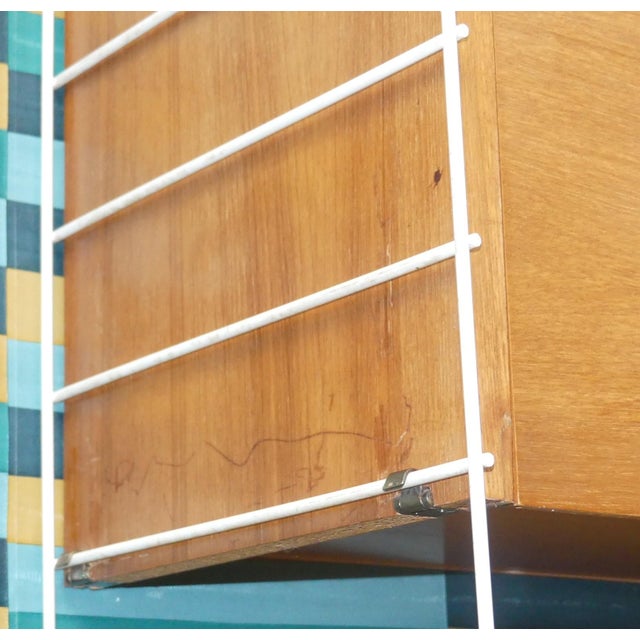 Tan String Shelving Unit with Cabinet and White Ladders by Nisse Strinning, Sweden, 1950s For Sale - Image 8 of 18