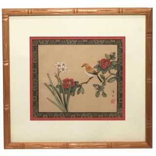 Bamboo Framed Asian Bird Art For Sale