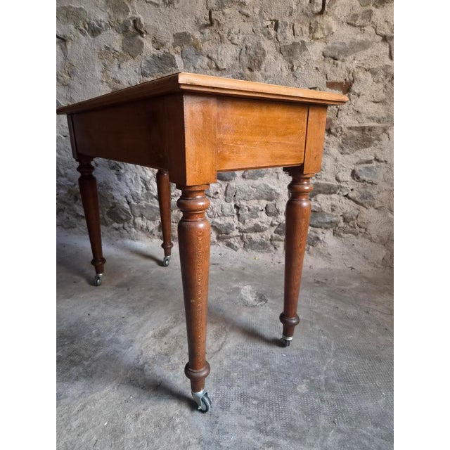 Vintage Beechwood Office Desk with Linoleum Top and Drawer, 1930s For Sale - Image 9 of 18