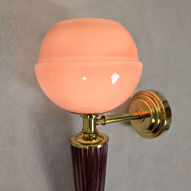 1990s 1990s Mid Century Modern Purple Murano Glass Sconces - a Pair For Sale - Image 5 of 13