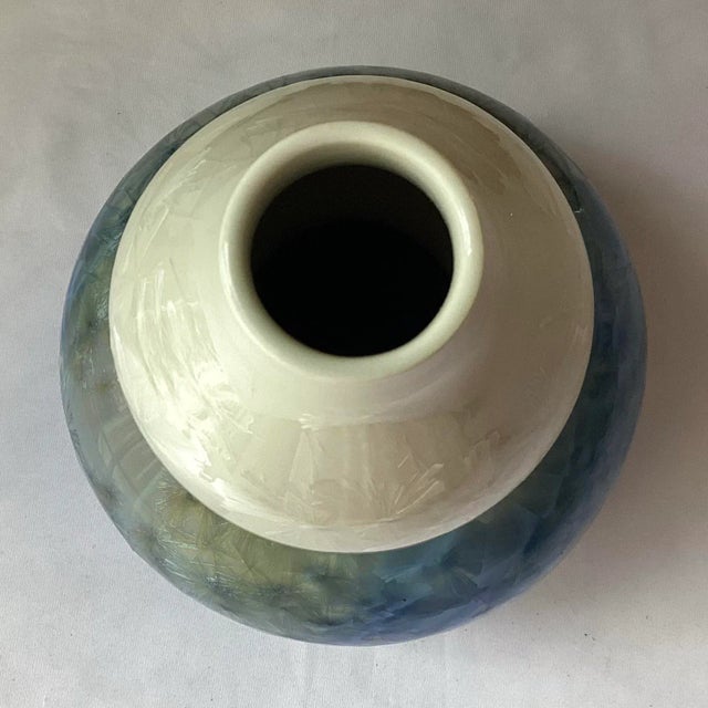 Vintage Chinese Crystalline Glazed Porcelain Vase in Red Floral Box – Unmarked – 11.5” Tall For Sale - Image 10 of 12