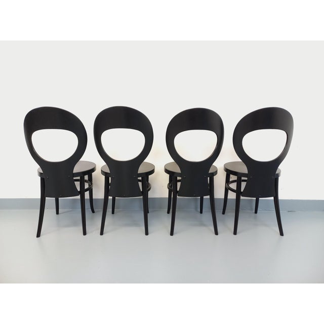 Vintage Mouette Chairs in Black Wood from Baumann, 1960s, Set of 4 For Sale - Image 11 of 18