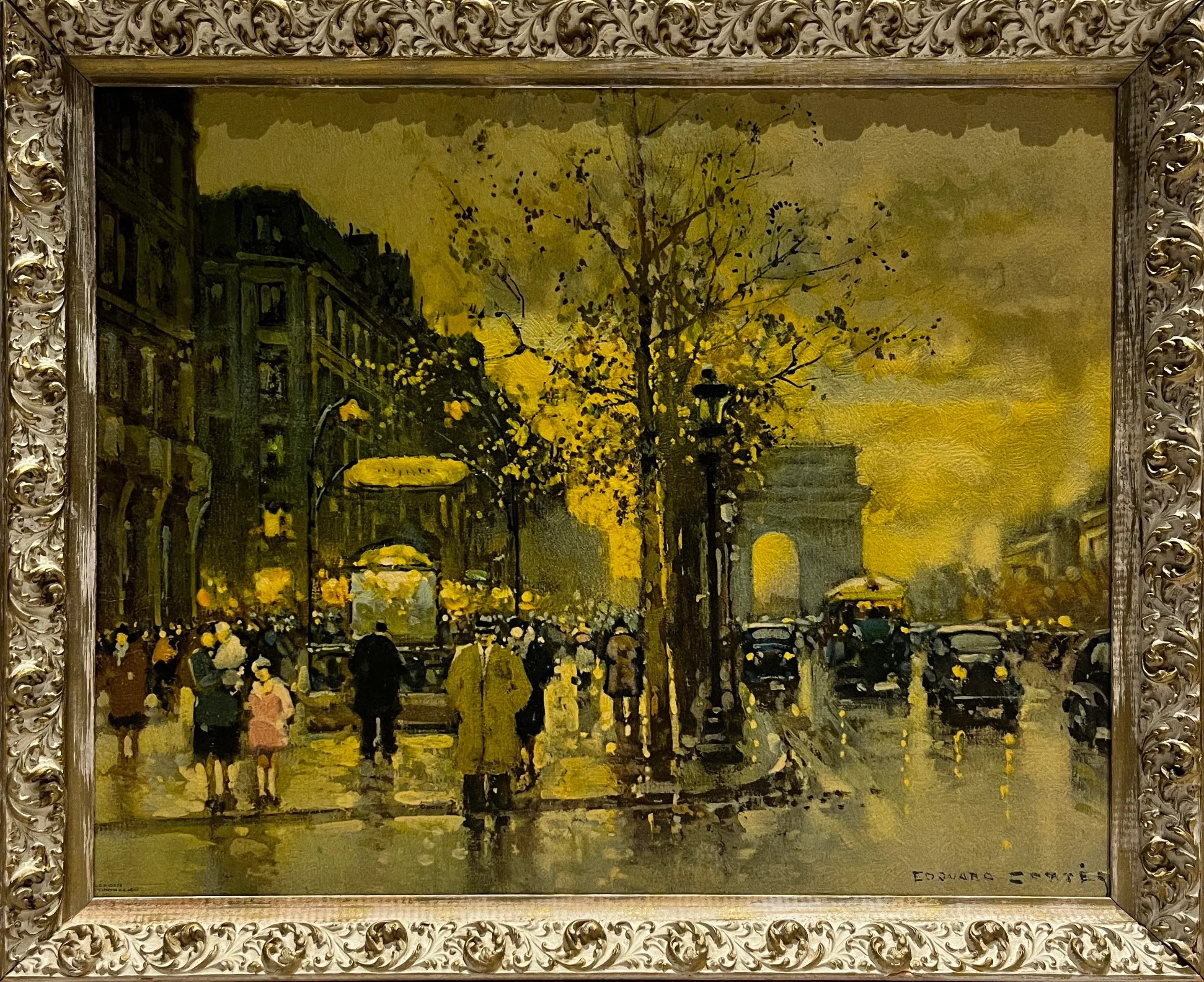 Edouard-Léon Cortès Paris Street Scene Lithograph | Chairish