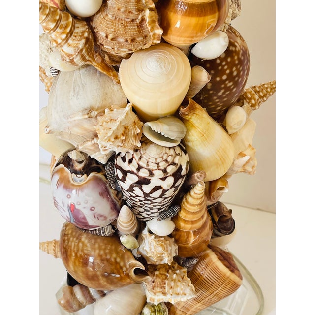 Tan 1970s Gorgeous Pair Grotto Coastal Sell Lamps Pair For Sale - Image 8 of 9